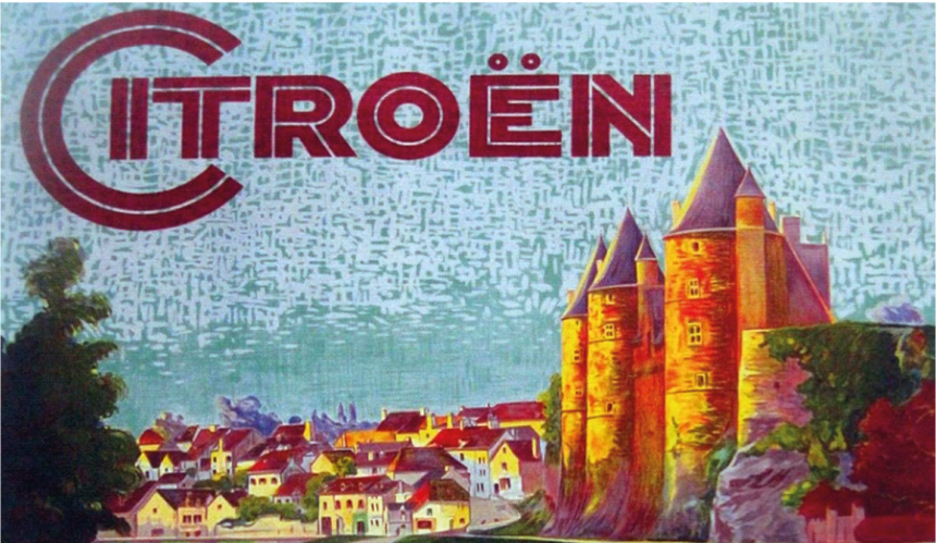 Ilustração de cidade com logótipo Citroën