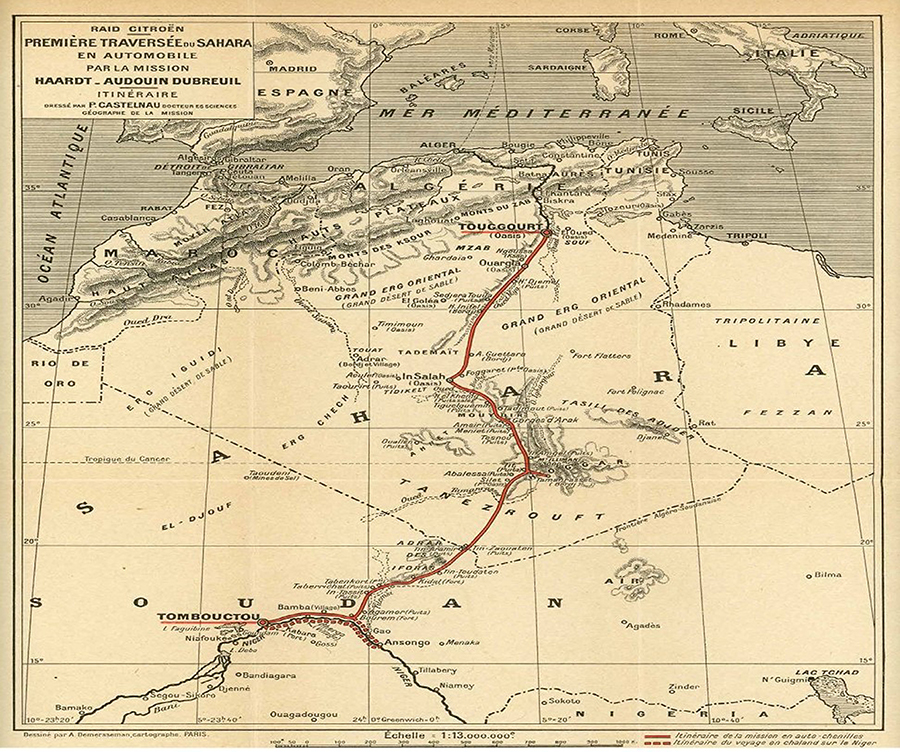 mapa da travessia do sahara
