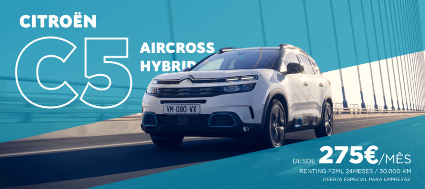 Novo Citroën C5 Hybrid desde 257€/mês + IVA