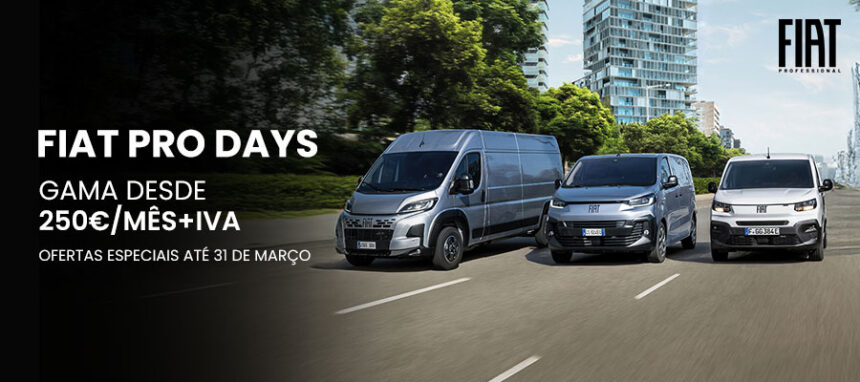 Gama Fiat Professional desde 250€/mês + IVA