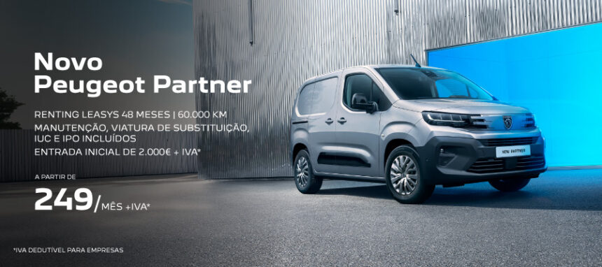Novo Peugeot Partner a partir de 249€/mês + IVA*