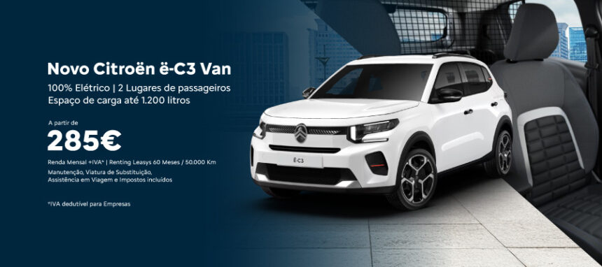 Novo Citroën ë-C3 Van a partir de 285€/mês + IVA*