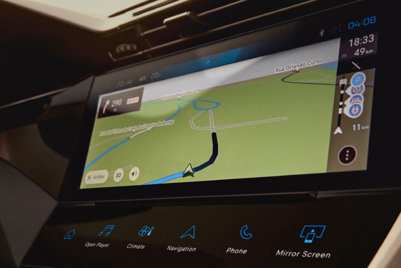 Ecrã tátil central de 10”