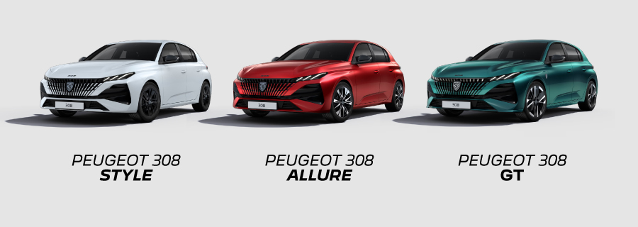 Versões Style, Allure e GT do Novo Peugeot 308